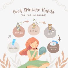 Skincare Habits, A Morning Routine, Clear Glowing Skin, What To Do When Bored, Positive Words Quotes, Cartoon Girl Drawing, Skin Care Serum, Positive Words