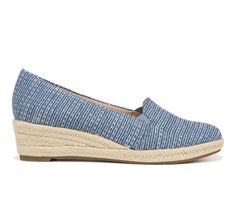 Step confidently all day, every day in these playful espadrille wedge shoes for women. Fabric upper with an almond toe, slip-on fit, soft fabric linings, built-in stretch, and espadrille wedge. Soft System® comfort package provides all-day support, flex, and cushioning. Get next-level comfort with Velocity 2.0®, featuring luxe linings, superior cushioning, and a premium insole with shock absorption & pressure distribution. Traction sole for extra stability. Just Right Height 1 3/4 inch wedge hee Comfortable Spring Synthetic Espadrilles, Spring Espadrille Wedge Sandals With Textured Sole, Fabric Wedge Sandals With Woven Sole For Spring, Comfortable Spring Espadrille Wedge Sandals, Spring Fabric Wedge Sandals With Woven Sole, Casual Fabric Wedge Sandals For Spring, Spring Slip-on Synthetic Espadrilles, Casual Slip-on Wedge Sandals For Spring, Casual Spring Wedge Heel Slip-ons