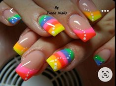 Rainbow Nail Art Designs, Summer Nails 2023, Rainbow Nails Design, Rainbow Nail Art, Unghie Sfumate, Nails Art Designs, Colorful Nail Art, Colorful Nail