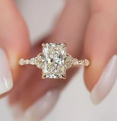 Radiant Cut Moissanite Hide Halo Bridal Proposal Ring Pave Engagement Ring Women | eBay Radiant Halo Engagement Ring With Band, Radiant Cut Hidden Halo, Radiant Halo Engagement Ring, Engagement Ring With Halo, Future Partner, Bridal Proposal, Radiant Cut Moissanite Engagement Ring, Dream Rings