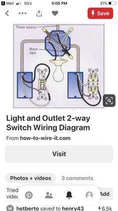 the wiring diagram for an electrical outlet is shown in this screenshote, which shows how