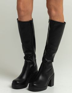 SODA Womens Knee High Boots - BLACK | Tillys Black Boots Heels Outfit, Sam Boots, Knee High Black Boots, 90s Boots, Dr Shoes, Black High Boots, Soda Shoes, Black Knee High Boots, Poses References