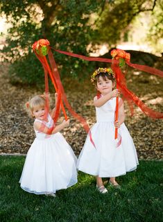 flower girl ideas | Photo Source: Fancy Pants Flower Girl Ideas Instead Of Petals, White And Burnt Orange Flower Girl Dress, Flower Girl Wands Wedding Diy, Flower Girl Bubble Wand, Country Wedding Flower Girl, Flower Wands, Flower Wand Flower Girl, Flower Girl Wand, Ribbon Wands