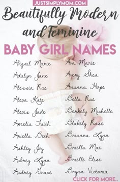 a baby girl names poster with her name in pink and black on the bottom right corner