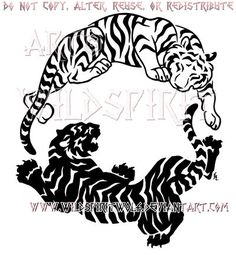 a black and white image of two tigers on each other with the words wild spirit above them