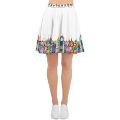 The soft fabric and flared cut of this skater skirt are just a few of the reasons why it's bound to become a favorite in your wardrobe. The flattering silhouette looks great on any body type, and thanks to the elastic waistband, you'll feel extra comfy. * 82% polyester, 18% spandex * Fabric weight: 6.78 oz/yd² (230 g/m²) (weight may vary by 5%) * Smooth fabric * Mid-thigh length * Elastic waistband * Overlock seams, coverstitch hemline Spring Flare Pleated Skirt, Flowy Flared Tennis Skirt With Lining, Flowy Lined Flared Tennis Skirt, Stretch Flared Skirt, Lined Flare Skirt, Fit And Flare Full Pleated Skirt, Stretch A-line Pleated Skort, Fitted Flared Skirt With Pleats, Fitted Multicolor A-line Skirt