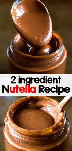 two ingredient nutella recipe in a jar