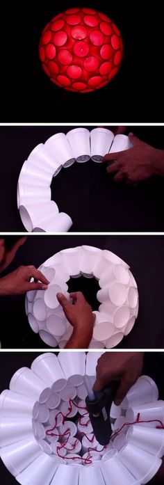 paper plates are being made to look like flowers