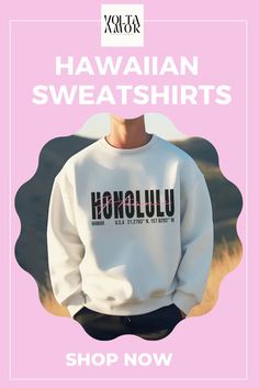 🌴 Embrace the laid-back vibes of paradise with our Honolulu Beachy Sweatshirt! Perfect for cozy beach days or cool evenings, this Hawaiian crewneck sweatshirt combines comfort and style. Featuring a retro design that captures the spirit of Hawaii, it’s your go-to for that beachy aesthetic. Pair it with your favorite shorts or jeans for a casual look that’s perfect for any occasion. 🌊✨ Beachy Sweatshirt, Hawaii Crewneck, Sweatshirt Preppy, Beachy Aesthetic, Beach Sweatshirt, Hawaii Shirt, Beach Town, Beach Days, Honolulu