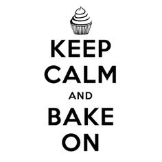 the words keep calm and bake on are shown in black letters, against a white background