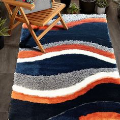 Orange Rust Navy Plush Fluffy Soft Multi Textural Shag Area Rug/ Carpet Navy Blue And Grey Living Room, Edgy Interior, Blue And Orange Living Room, Burnt Orange Living Room, Living Room Color Combination, Navy Living Rooms, Room Color Combination, Navy Blue Living Room, Blue Living Room Decor