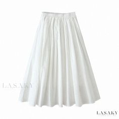 Lasaky - White Tie-Dyeable Maxi Skirt with Elastic Waist and Flowy Hem Non-stretch Solid White Skirt, White Cotton Skirt With Elastic Waistband, White Solid Color Skirt, White Summer Skirt Solid Color, White Solid Summer Skirt, White Non-stretch Cotton Skirt, Non-stretch White Cotton Skirt, White Non-stretch Lined Skirt, White Full Skirt With Elastic Waistband