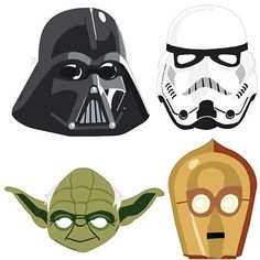 star wars masks are shown in four different colors