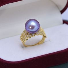 Sentimental Gifts For Mom, Purple Rings, Pearl Accessories, Popular Rings, Freshwater Pearl Ring, Purple Pearl, Wide Ring, Wide Rings, Pearl Types