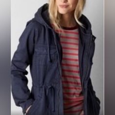 Urban American Outfitters, Washed Dark Blue, Multi Pocket, Strings At Waist And Hem 26" Length, 19" Bust, Approximately New Women Washed Blue Hooded Zip Up Cotton Casual Utility Jacket Sz Xs Zip Up, Slightly High Low Size Xs -:::- See Pics For Additional Details. Trendy Blue Hooded Jacket For Fall, Casual Navy Hooded Jacket With Drawstring, Trendy Blue Hooded Jacket With Pockets, Navy Casual Hooded Jacket With Double-lined Hood, Blue Cotton Hooded Jacket With Pockets, Casual Blue Parka With Adjustable Hood, Casual Navy Cotton Utility Jacket, Navy Casual Cotton Utility Jacket, Blue Parka With Pockets For Cold Weather