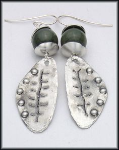 JADE  Handforged Engraved Dimpled Antiqued by sandrawebsterjewelry, $30.00 Nickel-free Pewter Silver Earrings, Unique Silver Etched Earrings, Silver Etched Metal Earrings, Etched Silver Metal Earrings, Unique Etched Silver Earrings, Silver Hand Cast Drop Earrings, Hand Cast Silver Drop Earrings, Metal Dangle Jewelry With Etched Details, Silver Hand Cast Dangle Earrings