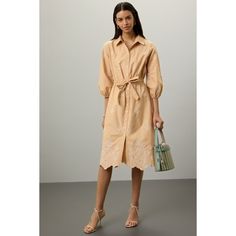 Brown (100% Cotton). Casual dress. V-neck. ¬æ length sleeve. Front button closure. 46" from shoulder to hemline. Imported. Cotton Casual Dress, Rent The Runway, Closet Designs, Wardrobe Essentials, Casual Dress, Length Sleeve, V Neck, Wardrobe, Fashion Design