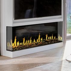 a fire place in the middle of a living room