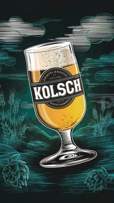 a beer glass with the word kolsch on it