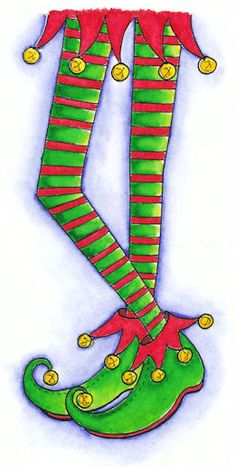 a drawing of a pair of green and red striped stockings with gold buttons on them