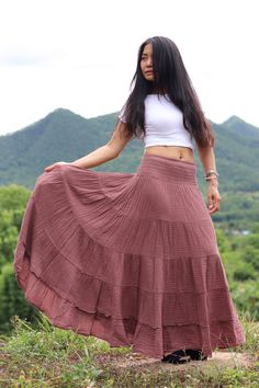 All items are shipped to Thailand Post . Free upgrade to D.H.L Express when you buy 2 or more items . The USA only. US sizing fits XS - XL please check the sizes in inches in the description. From Twist and Crinkle Collection Due to popular demand I have now made this style of skirt in double fabric for winter wear . This lovely Boho piece is made from 100% cotton. The skirt is in 4 tiers. A great piece to wear with a tight or cropped top .You can even wear it as a strapless dress by pulling it Bohemian Flowy Gathered Maxi Skirt, Bohemian Flowy Tiered Maxi Skirt, Bohemian Tiered Ruffled Skirt, Bohemian Flared Maxi Skirt With Gathered Details, Bohemian Flared Gathered Maxi Skirt, Hippie Flowy Ruffled Maxi Skirt, Bohemian Cotton Maxi Skirt, Bohemian Cotton Skirt, Bohemian Flowy Gathered Skirt