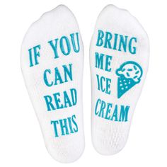 PRICES MAY VARY. BRING ME ICE CREAM SOCKS: Treat yourself or an ice cream lover you know to these fun ankle socks. NON-SLIP SOLES: The grippy ink features a funny message: If You Can Read This, Bring Me Ice Cream. UNIQUE GIFT FOR ICE CREAM LOVERS: The ice cream enthusiast in your life will melt with joy! FUNNY WHITE ELEPHANT GIFT: Everyone loves ice cream, so everyone will love these socks. SUPERIOR QUALITY: The cushioned soles and soft combed cotton will keep your feet comfy all day long. Treat White Elephant Rules, Fun Ankle Socks, Pink Fuzzy Socks, Cream Socks, Best White Elephant Gifts, White Elephant Gifts Exchange, White Elephant Gift, Party Plan, Cute Birthday Gift