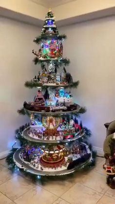 a christmas tree made out of many different types of ornaments