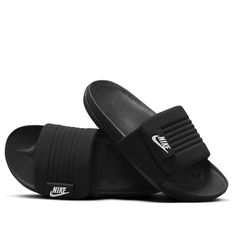 Nike Offcourt Adjust Slide 'Black White' DQ9624-001 Black Slides For Leisure In Spring, Nike Casual Slides For Streetwear, Black Comfortable Nike Slides, Black Slides For Streetwear In Spring, Black Slides For Spring Streetwear, Black Synthetic Slides For Streetwear, Black Synthetic Slides For Leisure, Comfortable Black Slides For Sports, Nike Black Sporty Slides