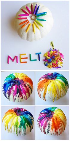 a collage of photos with the word melt spelled out in different colors and shapes