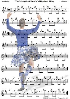 the man is dancing on sheet music