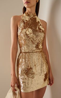 Dress For A Party, Holiday Fits, Clever Captions, Golden Dress, Fall Trend, Ideas Outfit, Dress Inspo, Halter Mini Dress, Perfect Wardrobe