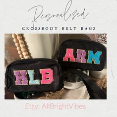 Preppy Belt Bags! Crossbody Belt Bag, Toddler Purse, Girls Belts, Letter Patches, Holiday Accessories, Toddler Bag, Teachers Gifts, Embroidered Beanie, Custom Christmas Gifts