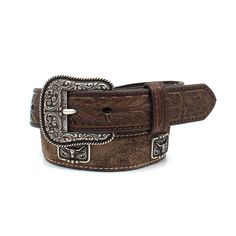 PRICES MAY VARY. Classic Western Style: Genuine leather strap with intricate floral tooling and brown tabs for a timeless Western look Unique Longhorn Conchos: Rectangular conchos with a longhorn head and scrolling design add a fun, authentic touch Durable and Comfortable: High-quality leather construction ensures durability, while the adjustable sizes 20-30 provide a comfortable fit Customizable Buckle: The removable silver buckle allows for easy customization, perfect for young cowboys who lov Ariat Belts, Boys Belt, Cowboy Belt, Little Cowboy, Concho Belt, Belt Brown, Western Belt, Leather Floral, Leather Belts Men