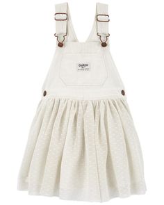 This jumper dress is an OshKosh favorite! Complete with special deets like a little extra sparkle on the skirt, adjustable straps for the perfect fit, and a twirl worthy tulle bottom. She can rock this 1-piece alone or pair it over t-shirts, tanks and more. Spring Cotton Pinafore Dress For Playdate, Cute Cotton Suspender Dress With Spaghetti Straps, Spring Cotton Bib Front Dress, Denim Jumper Skirt, Denim Jumper Dress, Oshkosh Baby, Girls Overalls, Denim Jumper