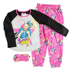 Pink Character Print Sets For Sleepover, Multicolor Character Print Sleepover Set, Fun Pink Sleep Sets, Pink Character Print Sleepover Sets, Pink Character Print Pajama Party Set, Fun Pink Sleepwear Sets, Jojo Siwa Shoes, Pajamas Girl, Jojo Siwa New Hair