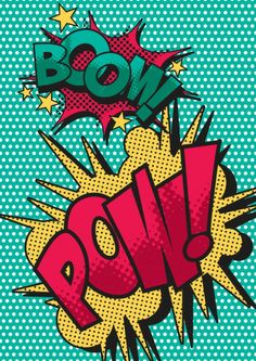 the word pow is written in comic style