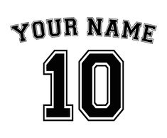 a black and white baseball jersey with the number 10 on it's chest, that says your name