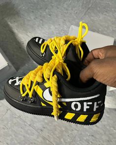 Looking for a unique, stylish sneaker? Our Extral Thick Lace Yellow White Black Custom Nike Air Force 1 is the perfect choice. With its eye-catching color scheme and extra thick laces, these shoes offer both fashion and function. Elevate your sneaker game with these custom Air Force 1s. Exactly as shown in the pictures. 📷 Brand New & Authentic. 💯 Hand Painted with attention to detail. 👨‍🎨 Waterproof and Flexible. ❤️ Unisex model. Please refer to the Size Chart. 👟👫 Free Worldwide Shipping. Custom Nike Air Force 1, Custom Nike Air Force, Custom Air Force 1, Custom Nike, Sneaker Games, Custom Nikes, Clear Coat, Black Laces, Stylish Sneakers