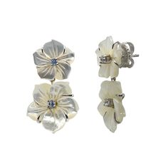 These exquisite Carved Mother of Pearl Floral Earrings are a perfect addition for any fashionista's wardrobe. Hand-crafted from double carved Mother of Pearl, these earrings are sure to make a delicate yet stylish statement. Perfect for any special occasion, these earrings are truly a luxurious piece of art. Small Double Carved Mother of Pearl Flower Drop Earrings Carved mother of pearl flower Round simulated diamond Hand set in sterling silver Available in 18k yellow gold vermeil or platinum rh Elegant White Diamond Flower Shaped Earrings, White Elegant Earrings For Formal Occasions, Elegant White Earrings For Formal Occasions, White Flower Drop Earrings For Formal Occasions, White Drop Flower Earrings For Formal Occasions, Elegant Flower Shaped Diamond Earrings, Elegant Jewelry With 3d Flowers For Anniversary, Luxury Floral Earrings For Formal Occasions, Elegant White Flower Earrings For Formal Occasions