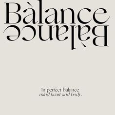 the cover of balance, which is written in black and white with an ornate font