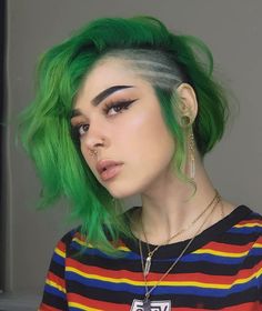 Short Half Shaved Hairstyles For Women, Non Binary Femme Fashion, Neon Green Hair Short, Side Undercut Short Hair, Winona Ryder 90s Short Hair, Naturally Wavy Short Hair, Bun Tutorial For Short Hair, Punk Haircuts For Women, Short Edgy Haircuts