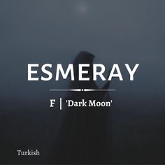 a woman standing in the fog with her hands on her hips and text reading esmeray f dark moon