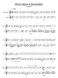 sheet music with the words once upon a december