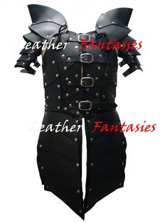 Genuine Leather Armor for Larp enthusiast Armor With Shoulder Pauldrons/Real leather Black Armor & Pauldrons For Cosplay/Halloween costume Medieval Armor Made up of 100% Genuine Black Leather THIS BEAUTIFUL ARMOR & PAULDRONS IS A NEW ADDITION AND ITS UNIQUENESS WILL MAKE YOU STAND OUT FROM THE CROWD. It Covers the Chest & Shoulders It have Shoulders Pauldrons Front Panel Have 4 Stylish Buckle Belt Closure Shoulders have also 2 think buckle belt closure Armor each side has Lace up Clo Warrior Cosplay Costume For Halloween, Gothic Cosplay Costume For Medieval Festivals, Warrior Cosplay Costume For Halloween Costume Party, Warrior Costume For Halloween, Viking Costume For Halloween And Fantasy Events, Warrior Costume For Halloween Costume Party, Warrior Cosplay Costume For Fantasy Events, Viking Style Cosplay Costume For Events, Viking Cosplay Costume For Fantasy Events