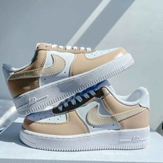 These Nike AF1s are personalized with on the lining of each shoe which will have everyone turning heads. ★Brand new with box ★Each pair is unique and one of a kind - Each pair is personally handmade, painted with high quality Angelus leather acrylic paint. Topped with a clear coat for extra protection. - Available in all sizes including men and women's sizes. - Due to nature of our products all custom shoe orders are final sale. - Tracking will be sent viaonce shipped. Please enter a correct add Custom Air Force 1, Tan Woman, Pastel Yellow, Custom Sneakers, Puma Platform Sneakers, Clear Coat, Nike Cortez Sneaker, Custom Shoes, Nike Air Force Sneaker