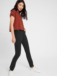 STRAIGHT FIT: A mid-rise pant with a straight fit from hip to hem.  SLOAN: A customer favorite, this Bi-Stretch fabric engineered with high stretch and recovery for a smooth, supportive fit that won't lose its shape.  WASHABLE: Skip the dry cleaners. Casual Mid-rise Pants, Versatile Straight Leg Bottoms With Minimal Stretch, Stretch Elastane Dress Pants With Straight Hem, Mid-rise 4-way Stretch Workwear Bottoms, Mid-rise Business Casual Pants With 4-way Stretch, Business Casual Mid-rise Pants With 4-way Stretch, Modern Straight Fit Mid-rise Pants, Modern Pants With 4-way Stretch Elastane, Modern 4-way Stretch Elastane Pants