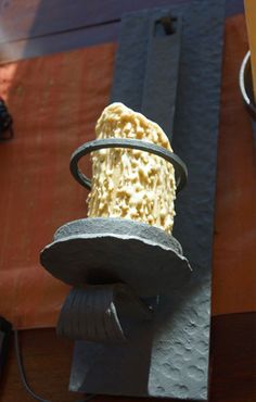 a close up of a metal object on a table