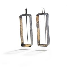 Bronze Rectangles by Biba Schutz | Biba Schutz bronze earrings wire Contemporary Rectangular Gold Jewelry, Contemporary Formal Jewelry With Rectangular Shape, Contemporary Rectangular Jewelry For Formal Occasions, Elegant Bronze Jewelry With Patina, Contemporary Formal Rectangular Jewelry, Artistic Metal Jewelry With Patina, Modern Bronze Jewelry With Polished Finish, Silver Patina Metal Jewelry, Rectangular Bronze Brass Jewelry