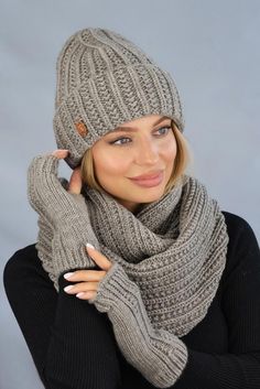 Elevate your winter wardrobe with this chic Hats, Scarves, and Gloves Set for Women! Handcrafted with the finest materials, this matching set will keep you cozy and stylish all season long. Stay warm in style with this must-have accessory trio. Stay fashionable and warm with this trendy Hats, Scarves, and Gloves Set for Women. Made with premium quality fabrics, this set is designed to keep you comfortable and stylish during the colder months. Elevate your outfit effortlessly with this versatile matching set. Complete your cold-weather look with this sophisticated Hats, Scarves, and Gloves Set for Women. Crafted with attention to detail, this fashionable set offers both warmth and style. Whether you're headed to work or a weekend getaway, this elegant set is the perfect accessory for any ou Fitted Knitted Winter Hat, Winter Knit Crochet Hat, One Size Crochet Hat For Winter, Fitted Crochet Winter Hat, Winter Acrylic Hat One Size, One Size Acrylic Winter Hat, Knitted Winter Hat, One Size, Knitted Winter Hat One Size, One Size Winter Crochet Hat