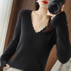 Shipping: Worldwide Express Shipping AvailableDelivery time: 7-15Days Fast ShippingReturns: Fast refund, 100% Money Back Guarantee. Hot Style, Lace Sweater, Fleece Sweater, New Set, Classic Black, Sweaters For Women, Money, Collar, Lace